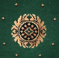 Axminster woven carpet - The Baroque Cameo collection - 80% wool and 20% nylon - 10 colors - Stock range - 10 colors - Width 3.66m / 12" - Col. Jungle Green