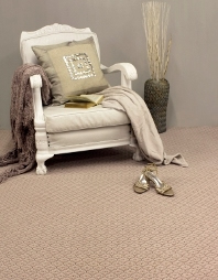 Structured patterned loop pile and cut and loop wool carpets